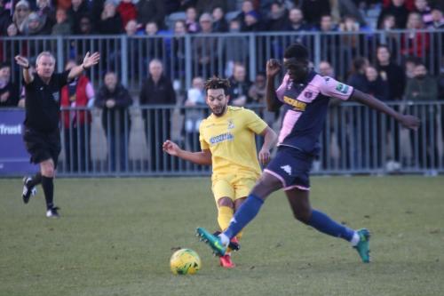Enfields Tyler Campbell (L) and Dulwichs Michael Onuvwigun