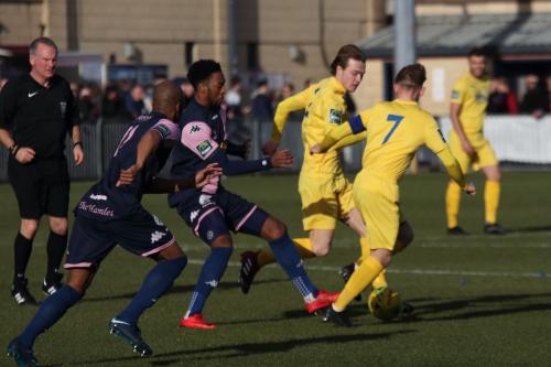 From left to right  Sanchez Mings and Nathan Ferguson (Dulwich) and Mickey Oarcell and Ryan blackman (Enfield)