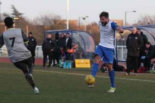 Enfields Adam Martin (R) and Leatherheads DSean Theobalds