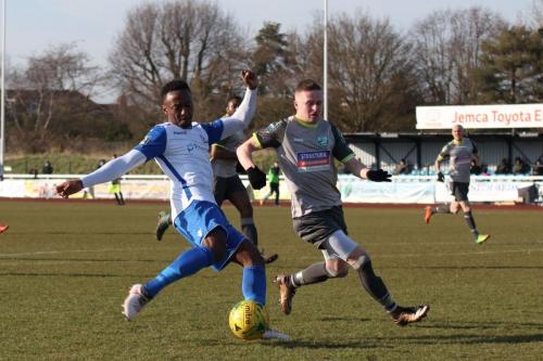 Enfields Ryan Blake (L) and Leatherheads Tom Richards23