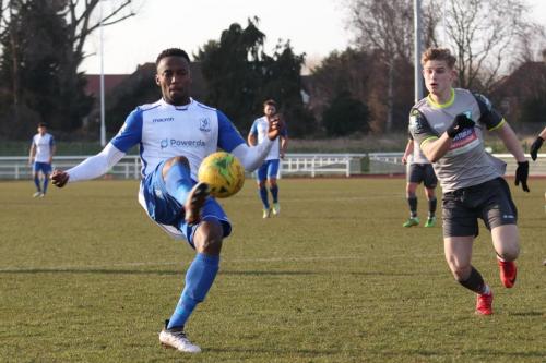 Enfields Ryan Blake and Leatherheads Nathan Wood (R)