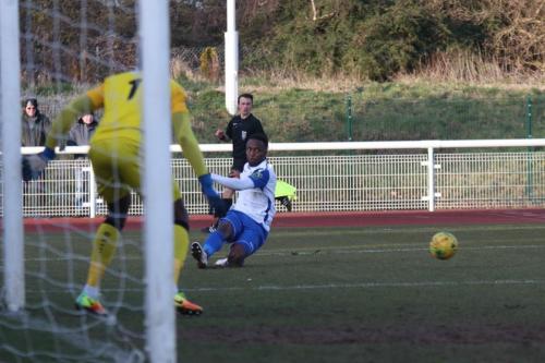 Enfields Ryan Blake crosses but cant find a team mate