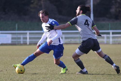 Enfields Sam Youngs (L) and Leatherheads Dan Gallagher