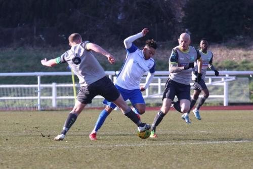 Leatherheads Lee Minshull (L) and Sean Clohessy and Enfields Tyler Campbell