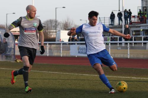 Leatherheads Sean Clohessy (L) and Enfields Samir Bihmoutine