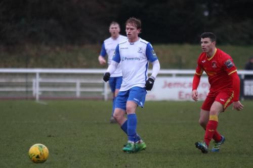 Enfields Aaron Greene (L) and Needhams Jack Simmons