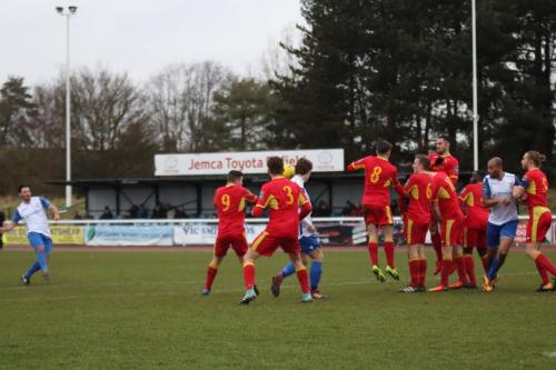 Enfields Mario Noto fires a free kick over the wall