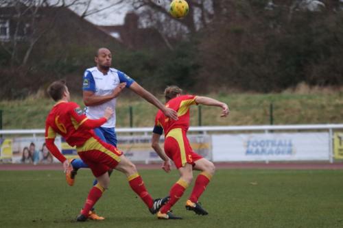Needhams Dan (L) and Keiran Morphew and Enfields Simon Thomas
