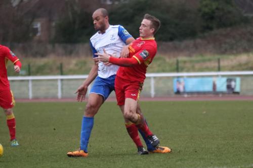 Needhams Dan Morphew (R) and Enfields Simon Thomas