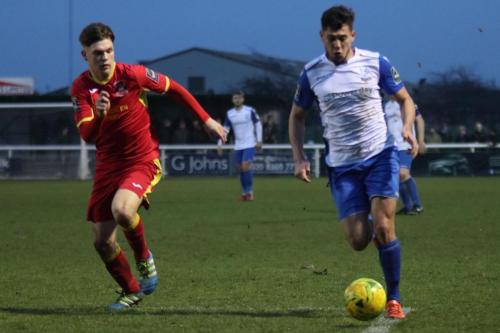 Needhams Jake Dye (L) and Enfields Samir Bihmoutine