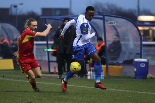 Needhams Keiran Morphew (L) and Enfields Ryan Blake