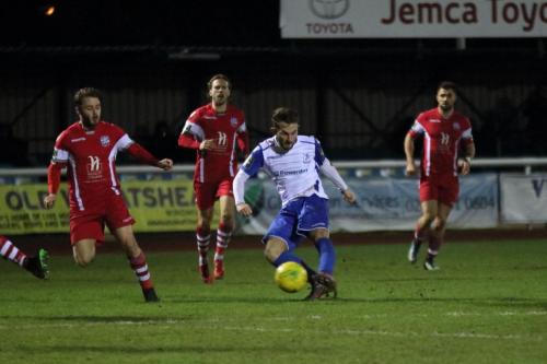 Enfields Jack Hockney sends a late shot just wide