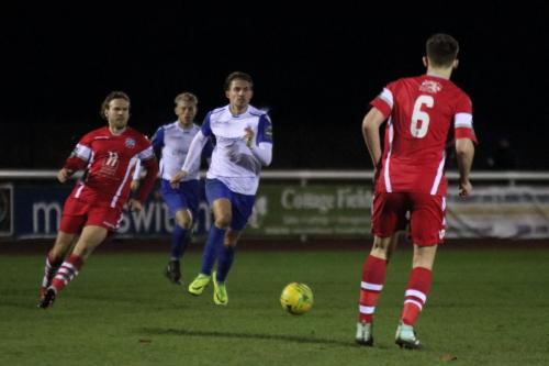 Tonbridges Tom Jelley (L) and Liam Smith and Enfields Sam Youngs
