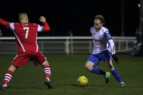 onbridges Sam Bantick (L) and Enfields Aaron Greene