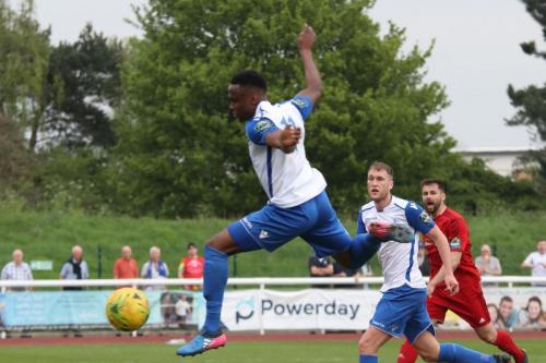 Enfields Ryan Blake is inches away from a right wing cross