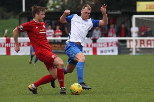 Worthings Alfie Young (L) and Enfields Brad Wadkins