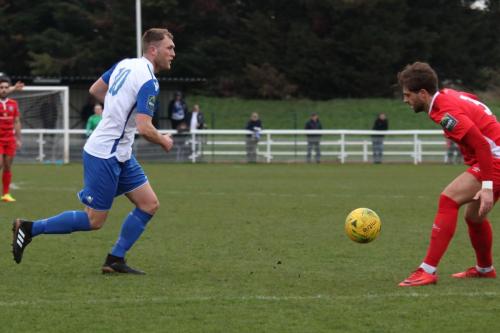 Enfields Brad Wadkins (L) and Billericays Josh Urquhart