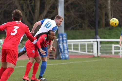 Enfields Brad Wadkins and Billericays Josh Urquhart (3) and Ricky Modeste