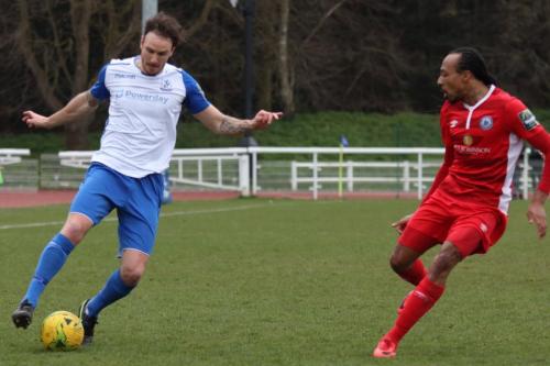 Enfields Matt Johnson (L) and Billericays Ricky Modeste