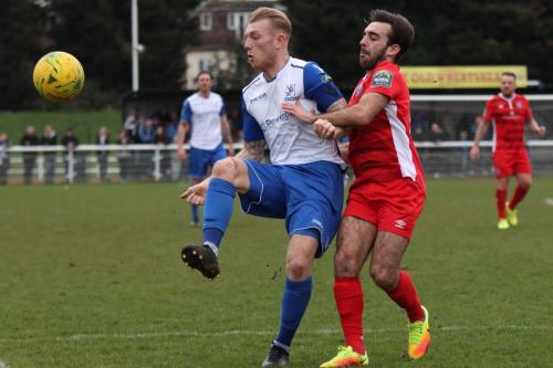 Enfields Ryan Blackman (L) and Billericays Sam Deering