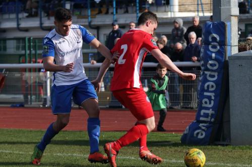 Enfields Samir Bihmoutine (L) and Billericays Kevin Foley