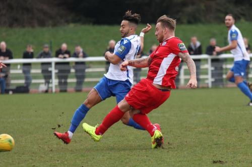 Enfields Tyler Campbell (L) and Billericays Jamie OHara