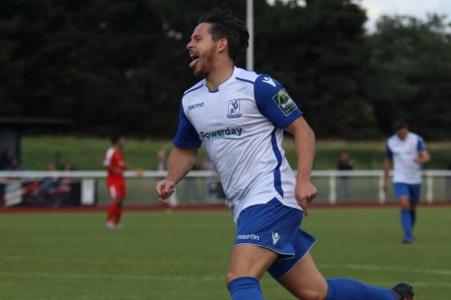 Drew Roberts celebrates his goal