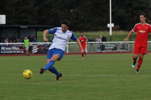 Enfields Drew Roberts opens the scoring just after the break