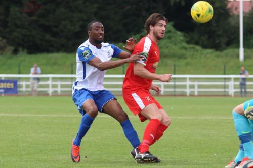 Enfields Ralston Gabriel (L) and Folkestones Matthew Newman