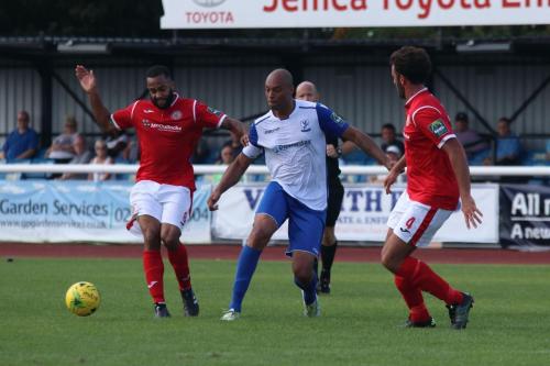 Harlows Syrus Gordon (L) and James Baker and Enfields Simon Thomas