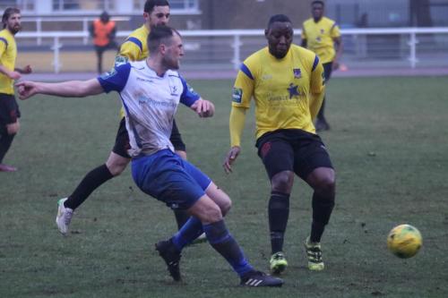 Enfields Brad Wadkins (L) and Kingstonians Rob Bartley