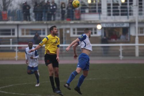 Kingstonians Mark Phillips (L) and Enfields Brad Wadkins