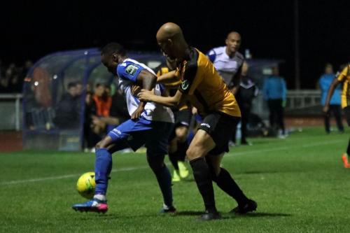 Enfields Ryan Blake (L) and Maidstones Alex Finney