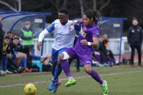 Enfields Ryan Blake (L) and Tootings Dominic Morgan-Griffiths