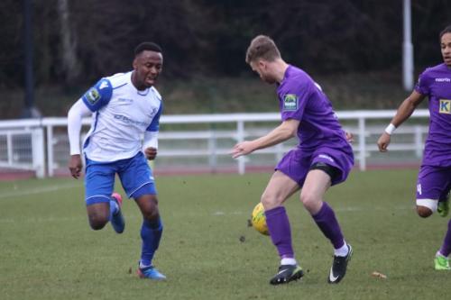 Enfields Ryan Blake (L) and Tootings Peter Wedgeworth