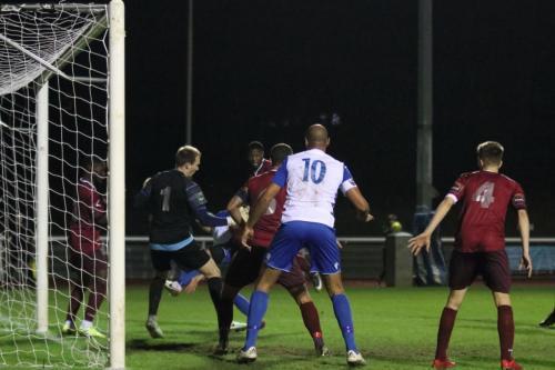 Elliot Benyons shot finds the net off Ahmet Rifat to give Enfield the lead96