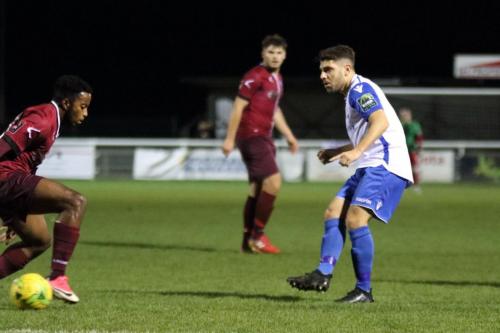 Enfields John Kyriacou (R) and Wingates Reece Beckles-Richards