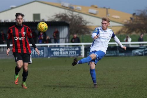 Brightlingseas Aaaron Condon (L) and Enfields Ryan Blackman