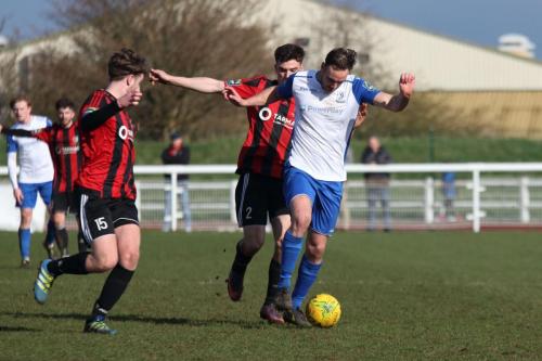 Brightlingseas Michael Gage (L) and George Keys and Enfields Matt Johnson