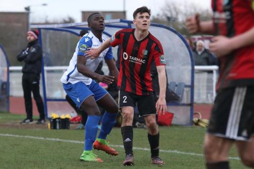 Enfields Junior Mubiayi (L), who made his debut as a late substitute, and Brightlingseas George Keys