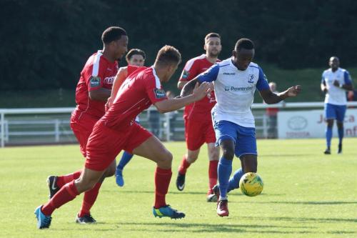 Enfields Ryan Blake runs at the defence