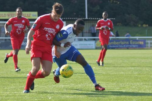 Harrows Adam Richards (L) and Enfields Ryan Blake