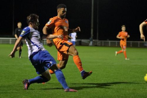 Enfields Drew Roberts (L) and Leistons Seb Dunbar