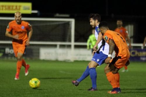 Enfields Drew Roberts and Leistons Seb Dunbar (R)