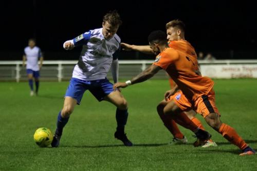 Enfields Mickey Parcell and Leistons Seb Dunbar and Byron Lawrence (rear)