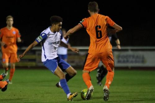 Enfields Montell Moore (L) and Leistons Tom Bullard