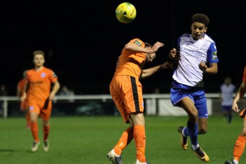 Enfields Montell Moore (R) and Leistons Tom Bullard