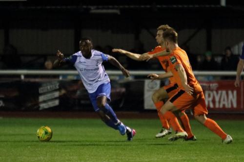 Enfields Ryan Blake and Leistons Byron Lawrence (R) and Joe Jefford