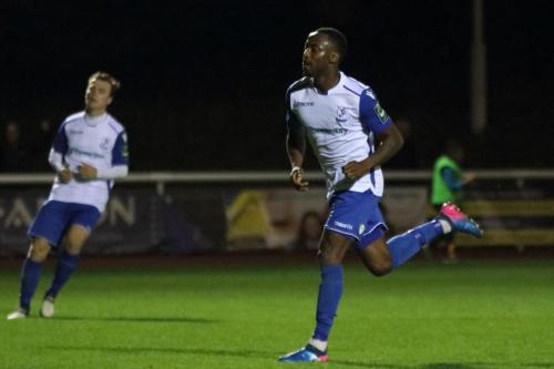Enfields Ryan Blake celebrates Mario Notos goal that started the comeback from 0-2