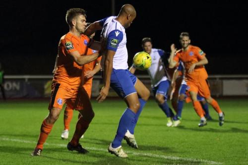 Enfields Simon Thomas controls the ball before setting up Taylor McKenzies last-minute equaliser